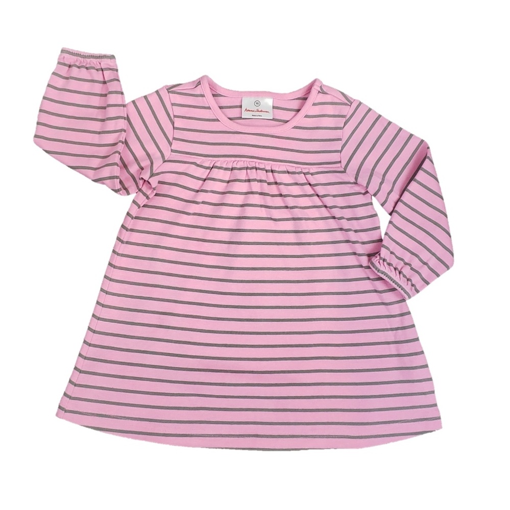 Hanna Andersson Play Dress Pink Gray Stripe 90 3T
